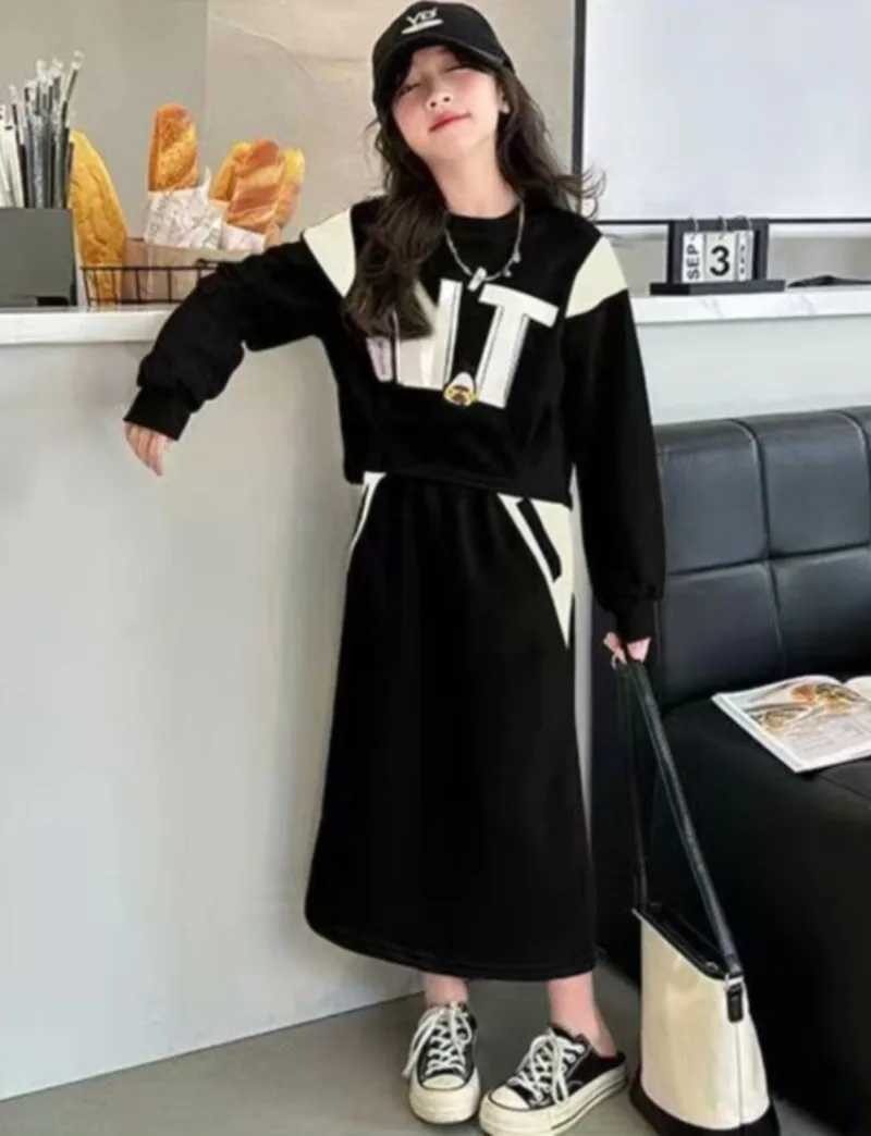 Spring and Autumn Skirt Suit Set Korean Two Piece Clothes Girl 10 To 12 Years Old Childrens Clothing Girls Kids Winter Outfit C250912