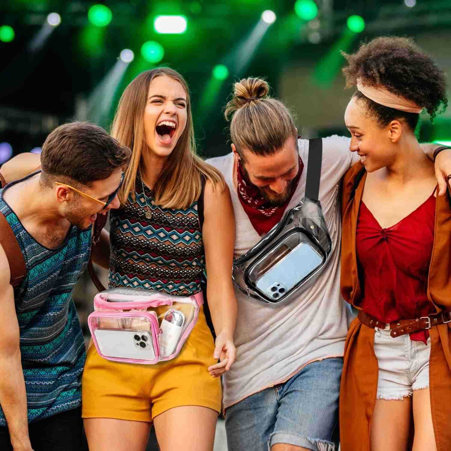 Clear Fanny Pack Stadium Approved Clear Bag for Stadium Events Transparent Belt Bag for Women Men Adjustable Waist Bag for Sports Concerts BlackW25091