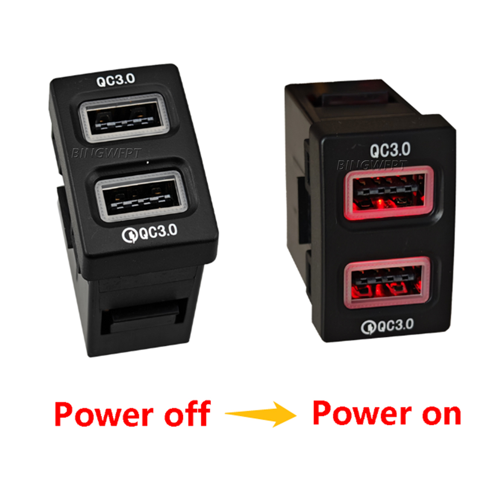 12V/24V Car Dual USB QC3.0 Fast Charger Car Phone Charger Interface Power Adapter Suitable For New Honda