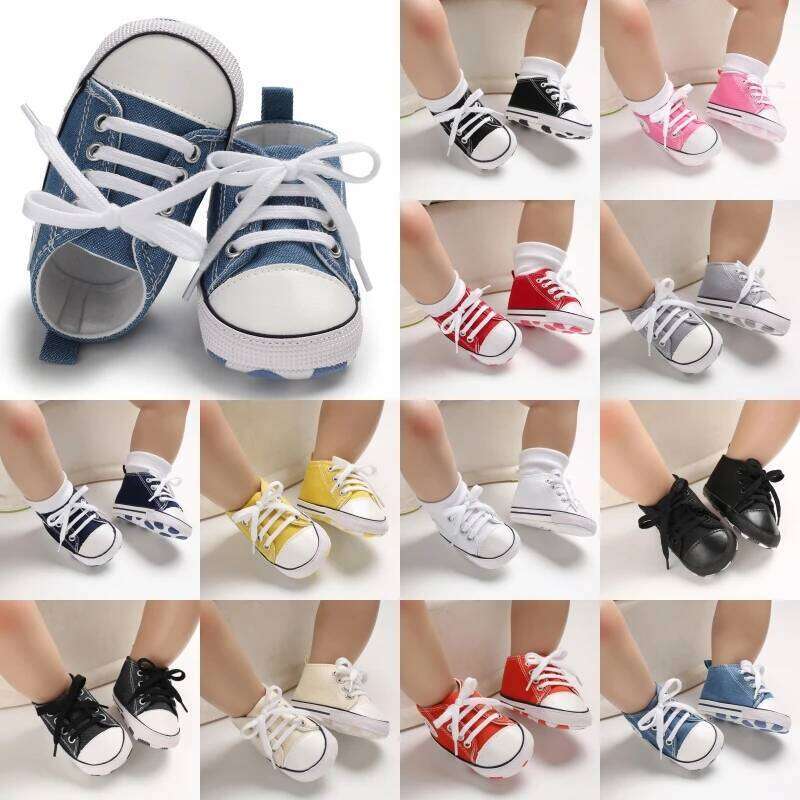 Canvas Classic Sports Newborn Boys and Girls Printed Star First Walkers Infant Anti slip Baby Shoes