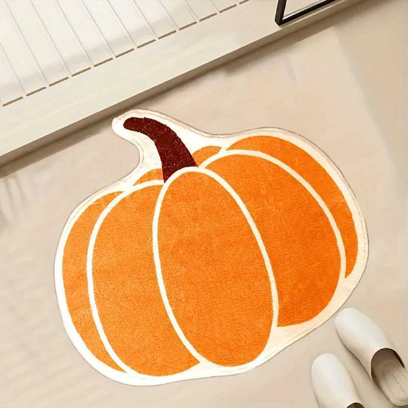 VIKAMA Halloween Pumpkin Shape Carpet Soft Doormat Absorbent Outdoor Carpet Childrens Room Carpet Rug For Bedroom Living Room C250912