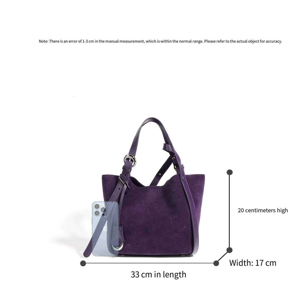2025 Cowhide Leather Women Tote Large Capacity Senior Vegetable Basket Bucket Bag Suede Single Shoulder Crossbody Pack