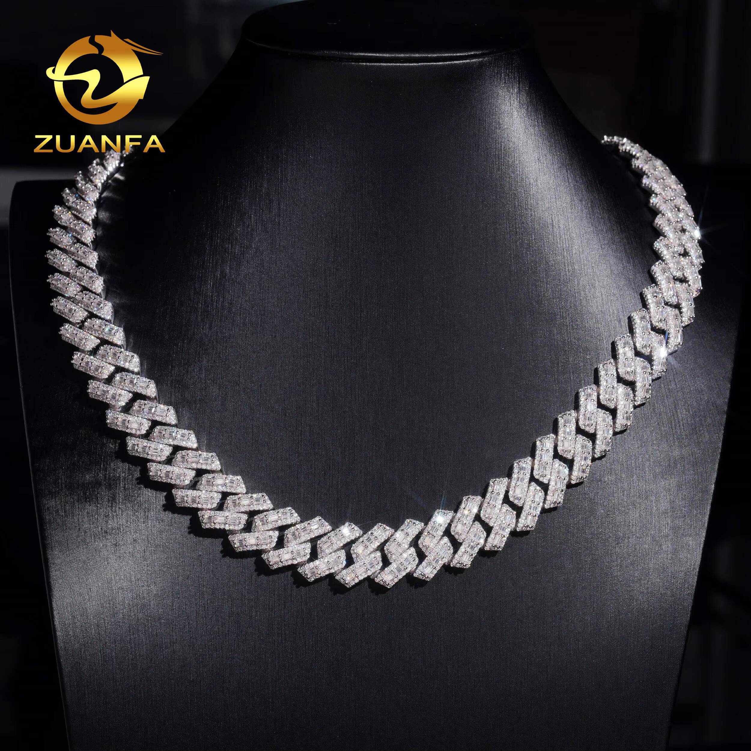 VVS Moissanite Diamond Fine Jewelry Pass Diamond Tester Miossanite Hip Hop Iced Out Necklace 16mm Miami Cuban Link Chain