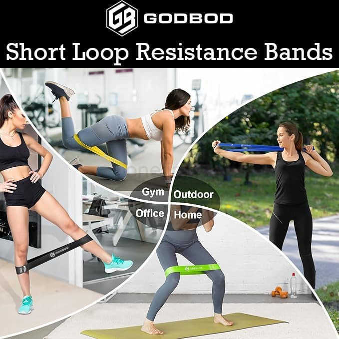 Ultimate Resistance Bands Set 5 Pack with Carrying Bag Exercise Bands for Strength Training Yoga Pilates Physical Therapy Home Workouts Short Loop Ban