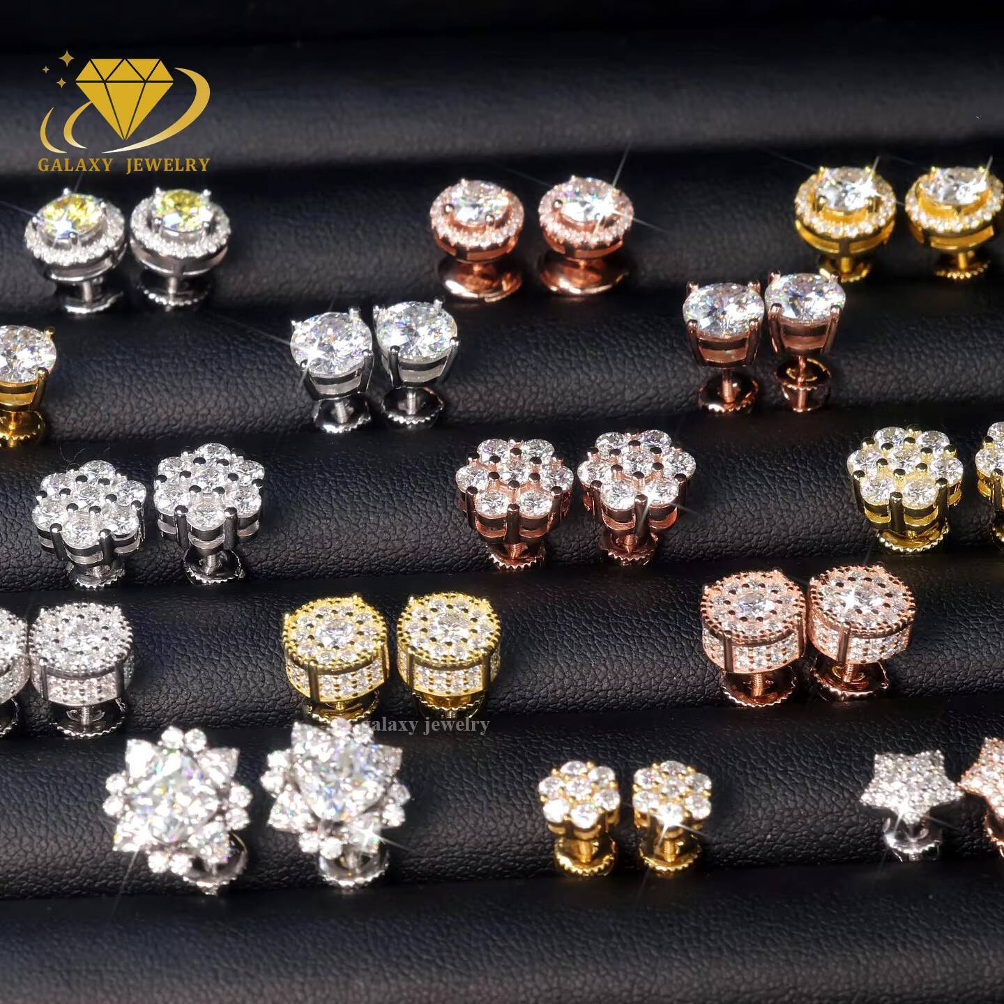 Hot Sale Fine Jewelry Nature Flower Shaped Iced Out Design 925 Silver Romance Women Elegance Moissanite Stud Earrings