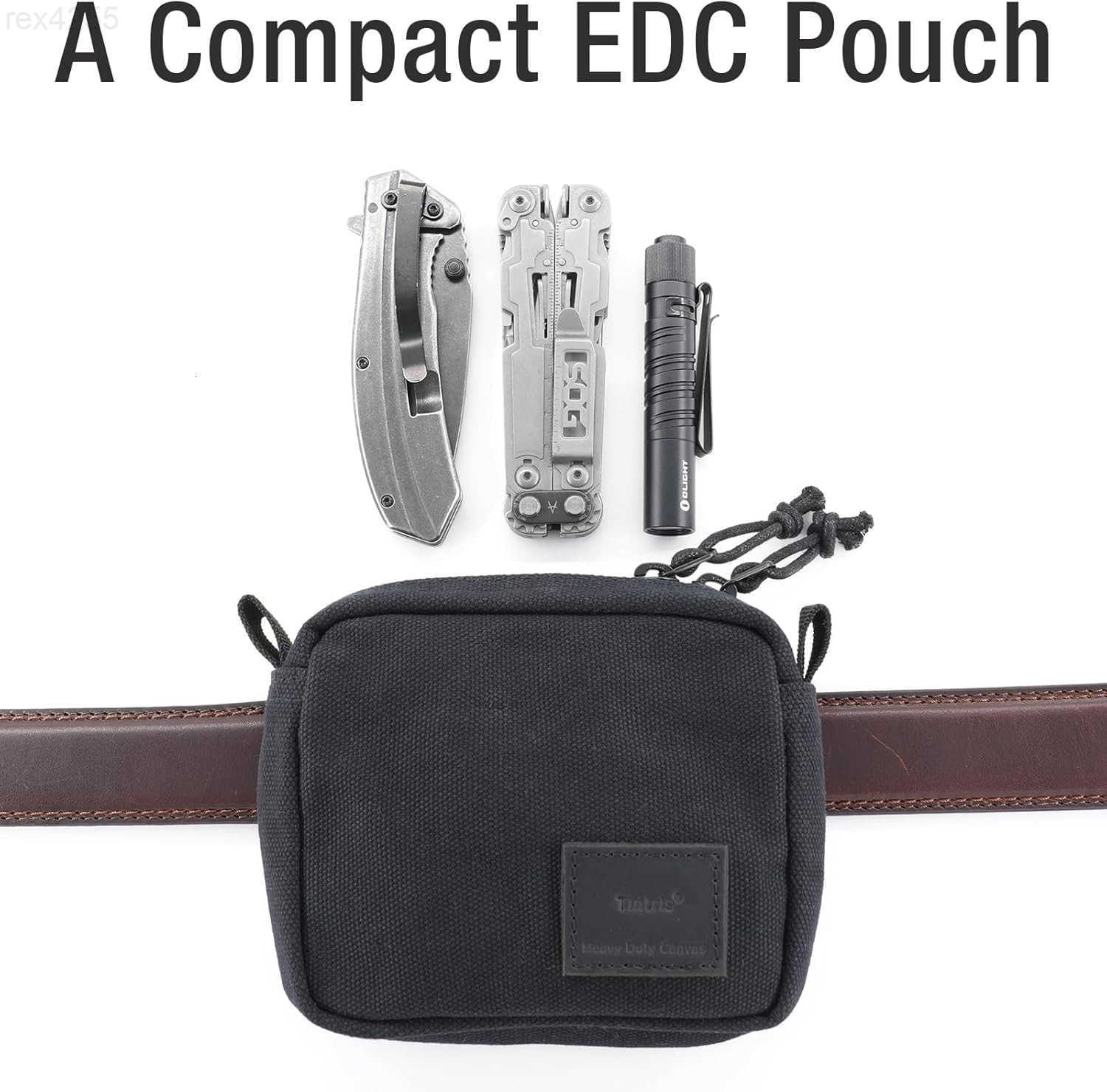 Belt Pouch for Men Women YKK Zippers EDC Belt Pouch Bag Waist Pack for Hiking Traveling Outdoors Water Resistant Tough Waxed Canvas BlackW250912