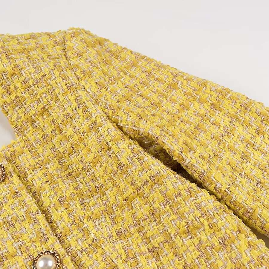 DHEssentials 2025 Spring New French Style Fashionable Versatile Double-Breasted Square Collar Long Sleeve Short Coat