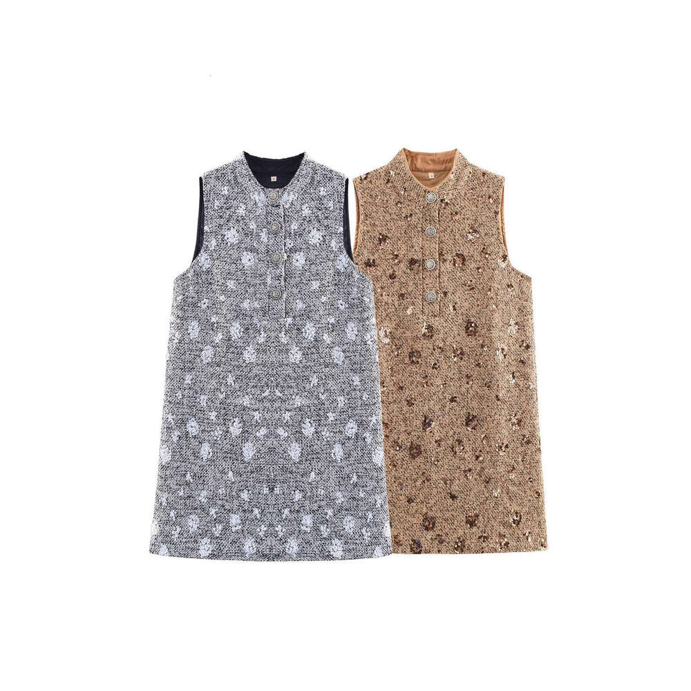 DHEssentials Summer New French Socialite Elegant Heavy Craft Chanel Style Beaded Sleeveless Dress