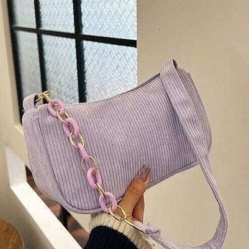 Fashion Vintage Handbags Women Autumn Winter Corduroy Underarm Bag Zipper Shoulder Small Bags Female Soft Casual Clutch Handbag