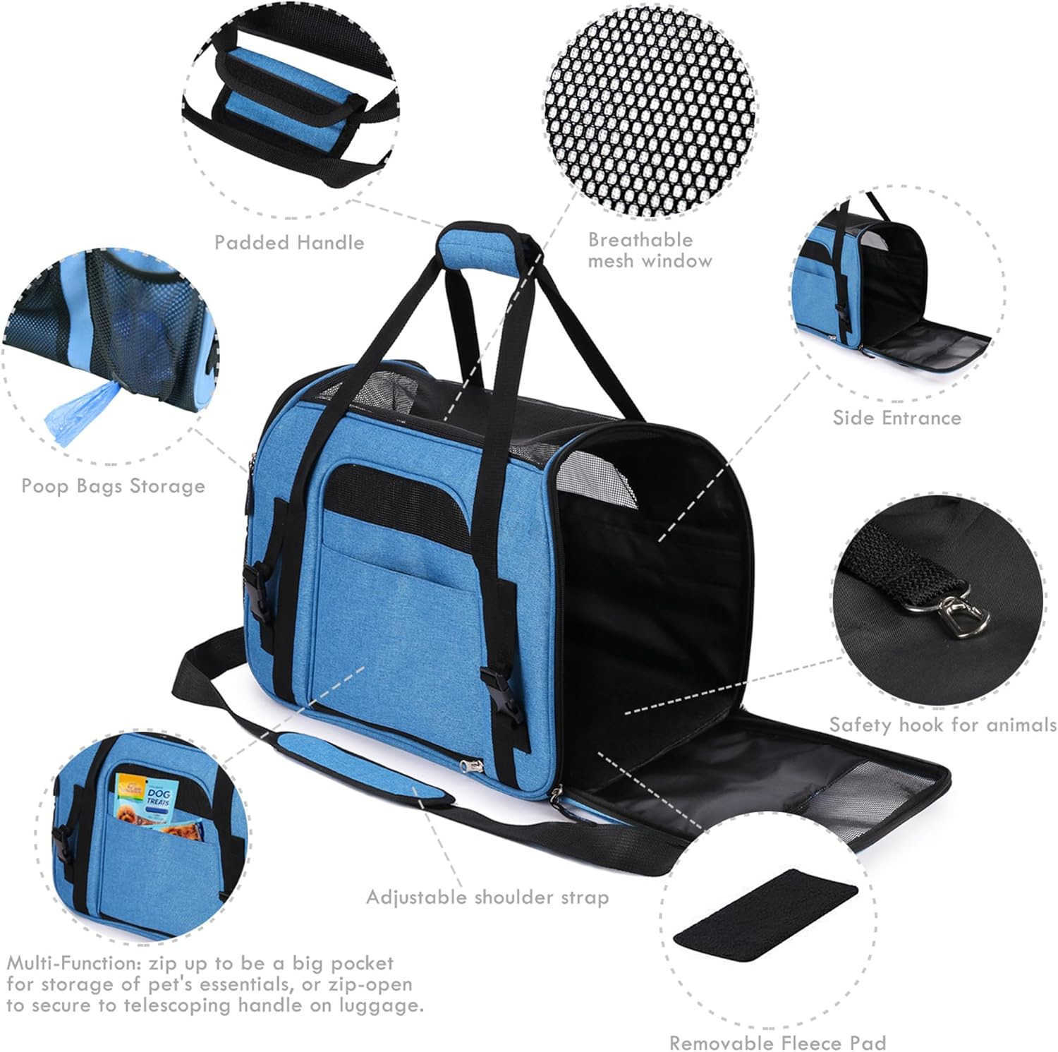 Dog Purse Carrier for Small Dogs SoftSided Tote Bags with Pocket Dog Travel Supplies Portable Dog Sling with AntiSlip BottomW250912