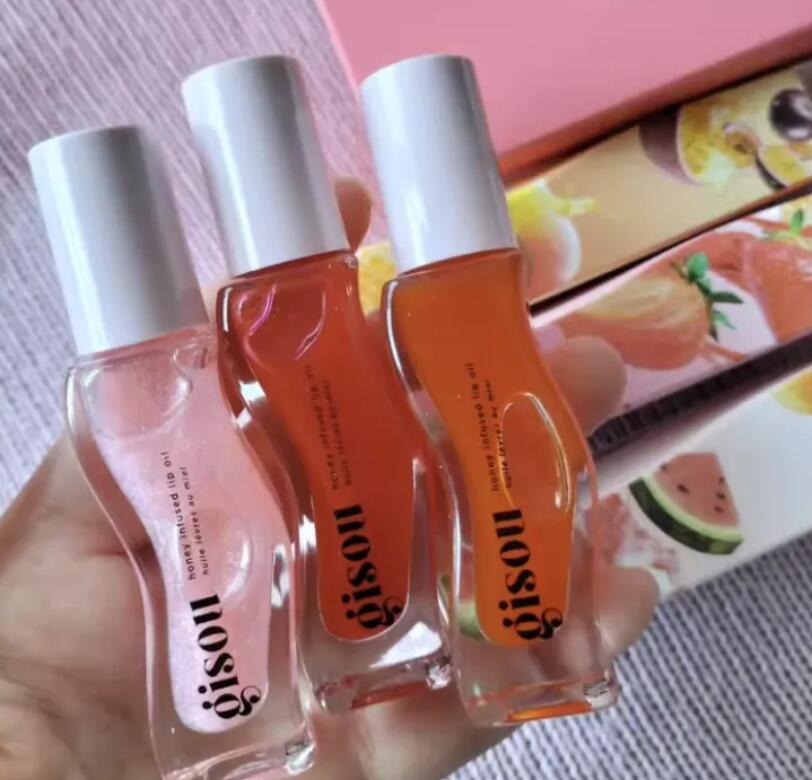 Good quality Lip Oil Gisou Moisturizing Lip gloss 8ml Honey gold coconut fros watermelon sugar strawberry sarbet 6 colors Fruit plumping Honey Infused lip gloss