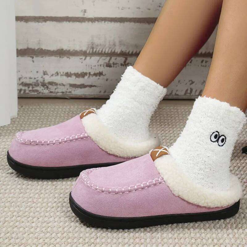 Winter Woman Warm Fashion Fluffy Fur Plush Women's Home Slippers Simple Indoor Cotton Shoes Footwear Female