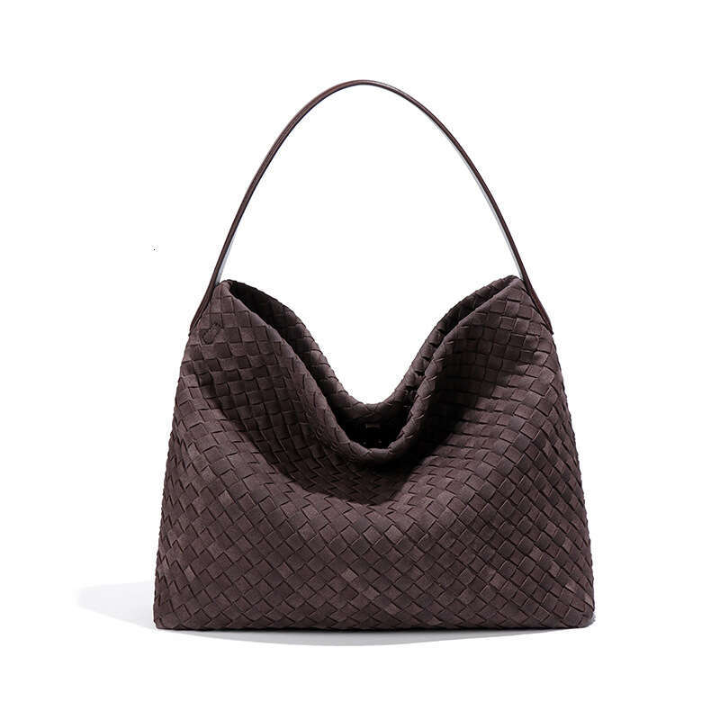 High-End Large Capacity for Women's Woven Shoulder Crossbody Underarm Bucket Suede Tote Bag