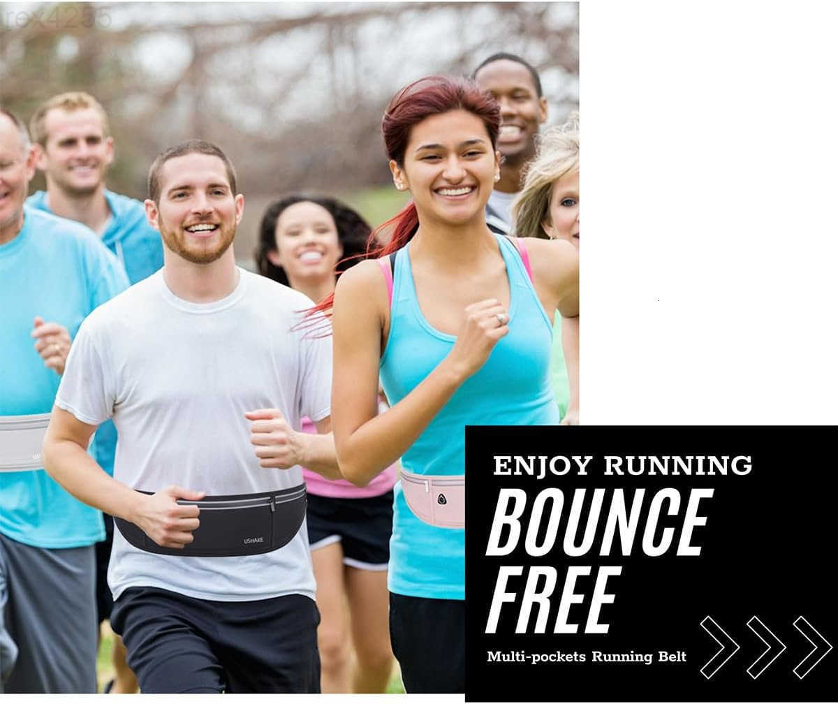 Slim Running Belt Workout Fanny Pack for Men WomenExercise Waist Pack for iPhone Holder Runner Belt for Running Walking Cycling Camping Gym BlackW2509