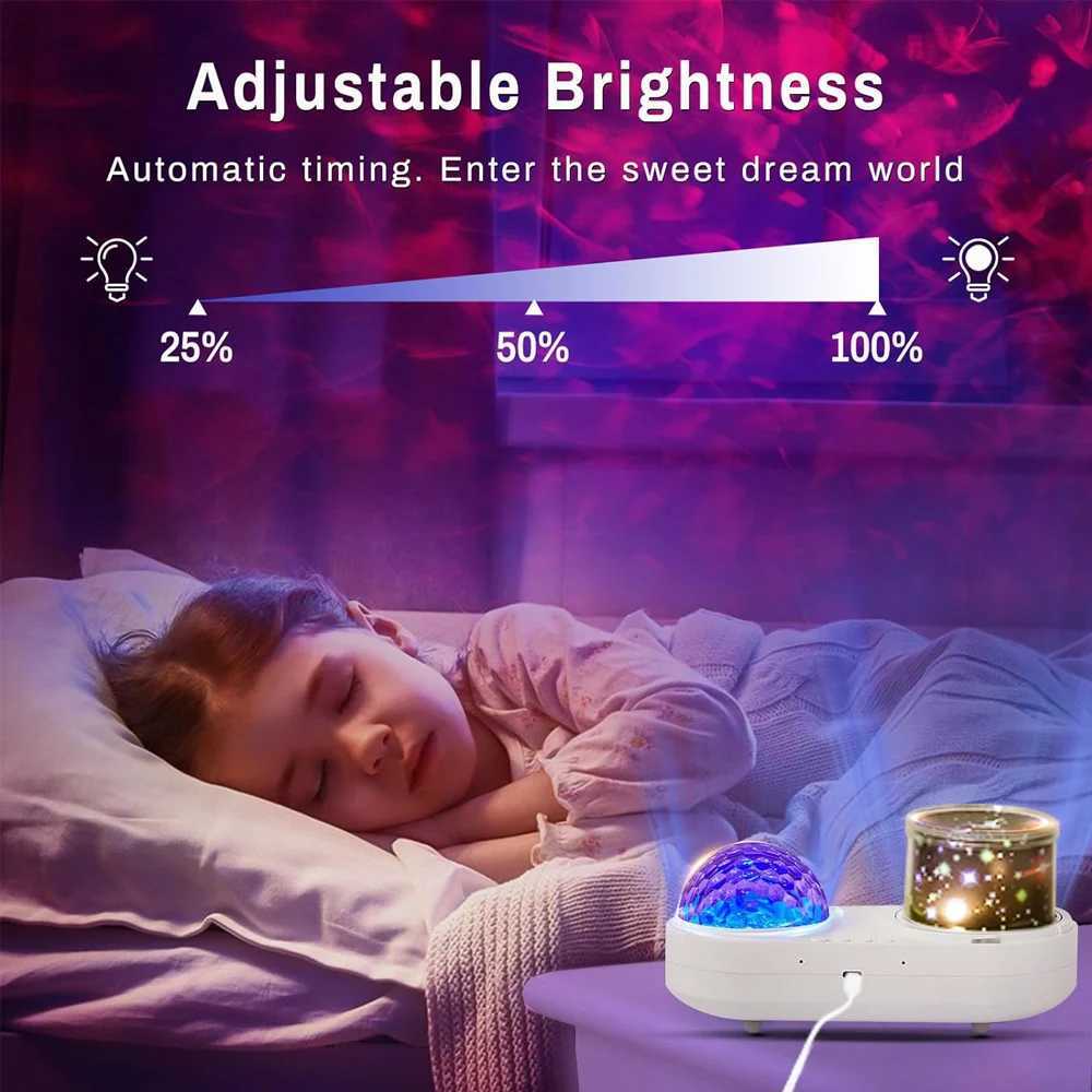 Ocean Wave Kids Projector Night Light Projector 360Rotating Jellyfish Lamp Baby Toddler Bedroom Ceiling Birthday Christmas Gift Y250912