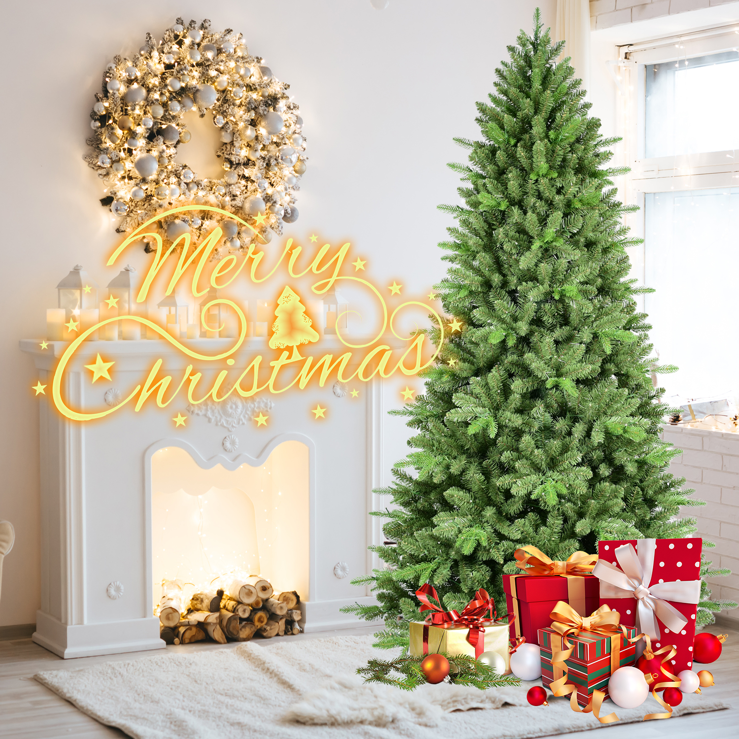 Artificial Mixed Material 6ft Tall Christmas Tree Automatic Hinge Mechanism