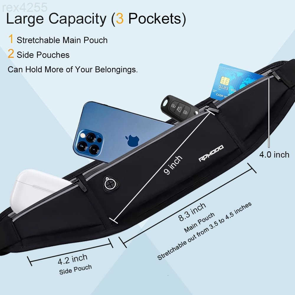 Slim Running BeltWater Resistant Fanny Pack for Women Men3 Pocket Phone Holder for Running Walking CyclingAdjustable Reflective Running Waist Bag for 