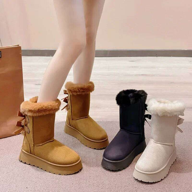 Women's Snow 2024 Winter New Fashion Plush Platform Outdoor Warm Boots Women Shoes Bota Camurca Cano Longo