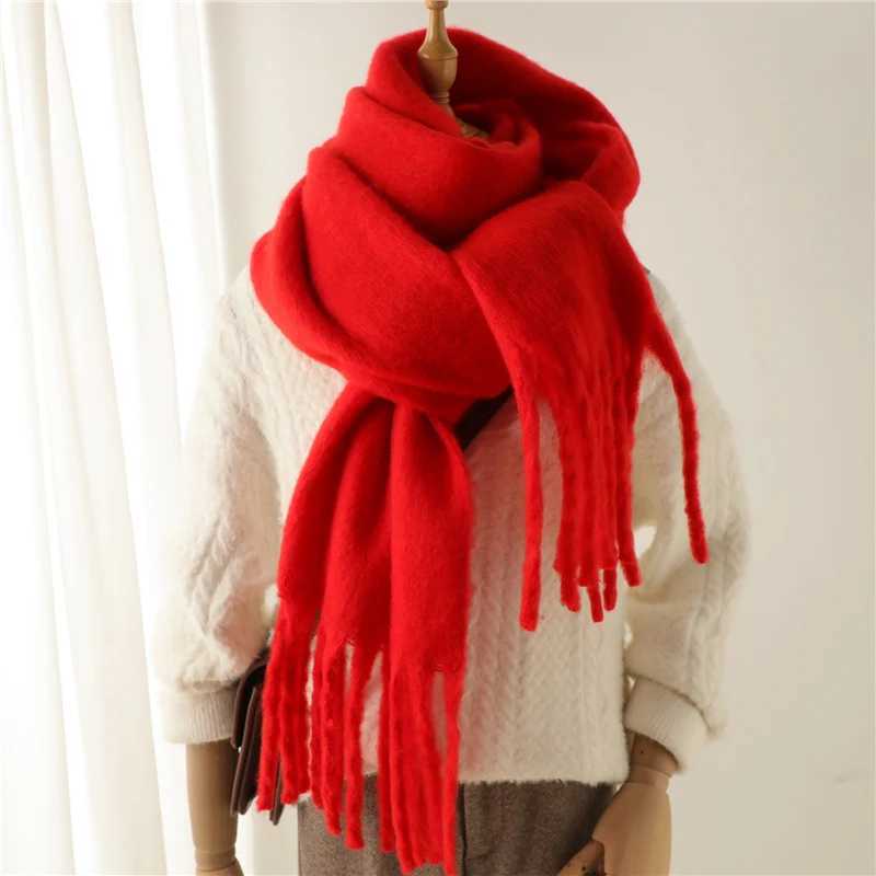 Winter Scarf for Wen Cashmere Warm Solid Pashmina Blanket Wraps Fem Thick Soft Bufanda Big Tassel Shawl Long Poncho Echarpe X250912