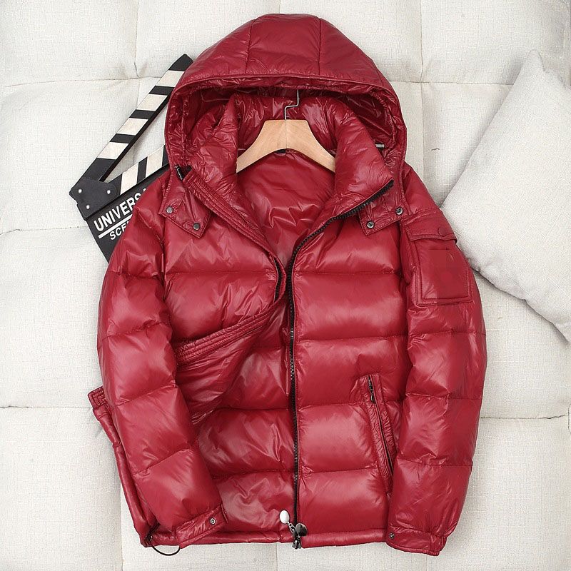 New Glossy Down Jackets Men Jackets Short Winter Hooded Women Thickened Warm-Keeping Cold-Proof Long Sleeve Cardigan Jacket