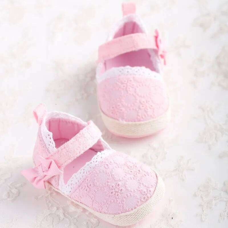 Pink Princess Baby Soft Soled Comfortable Walking Shoes for Babies 1-18 Months with Butterfly Bow Shaped Design