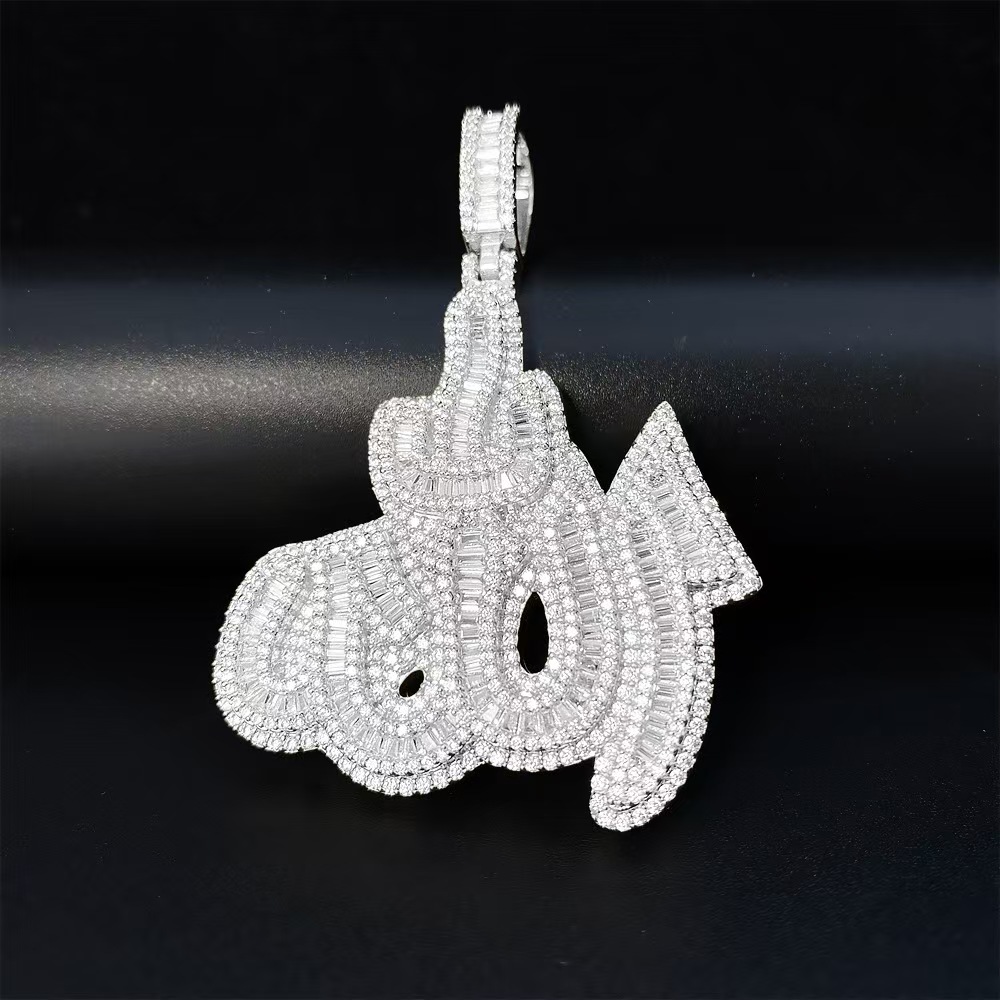 Necklaces 14k Rose Gold Pendant Plated Sterling Sier Hip Hop Men Vvs Moissanite Dia Iced Out Allah Pendan
