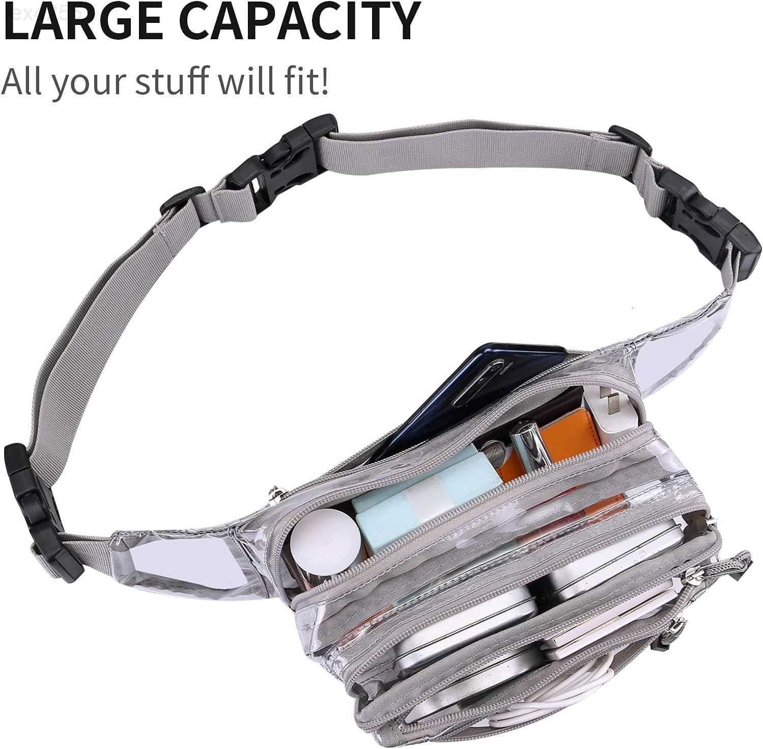 Clear Bag Stadium Approved Large Clear Fanny Pack for Women for WorkMultipurpose Waist Bag for Travel Sporting EventW250912