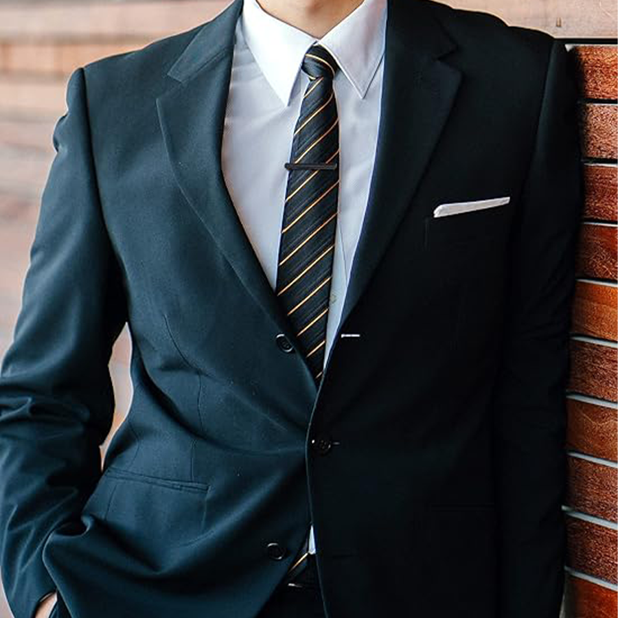 9Pcs Tie Clips for Men Square CZ Tie Tacks Clutch with Chain Necktie Silver Black Gold Tie Clips Link Chain for Wedding Meeting Business Anniversary T