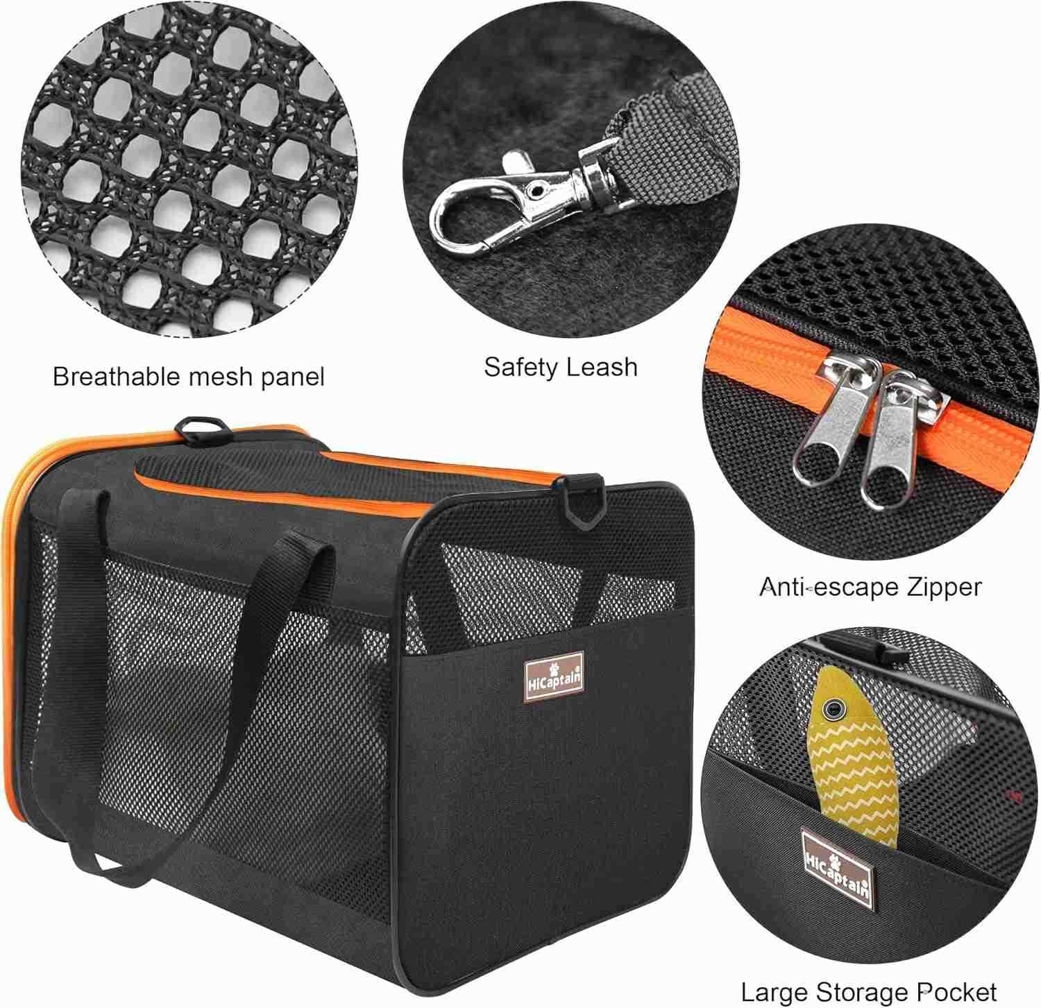 Black Cat Carrier Bag Lightweight Soft Cat Carrier with Top Mesh Window Breathable Pet Carrier for Medium Cats and Small Dogs Puppies up to 15 lb Blac