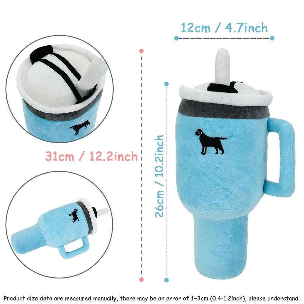 Dog toys 31cm Tall Pet Toy Squeaky Puppy Plush with Handle Straw Soft Stylish Cup Shape for Small and Medium Dogs
