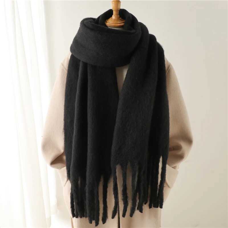Winter Scarf for Wen Cashmere Warm Solid Pashmina Blanket Wraps Fem Thick Soft Bufanda Big Tassel Shawl Long Poncho Echarpe X250912