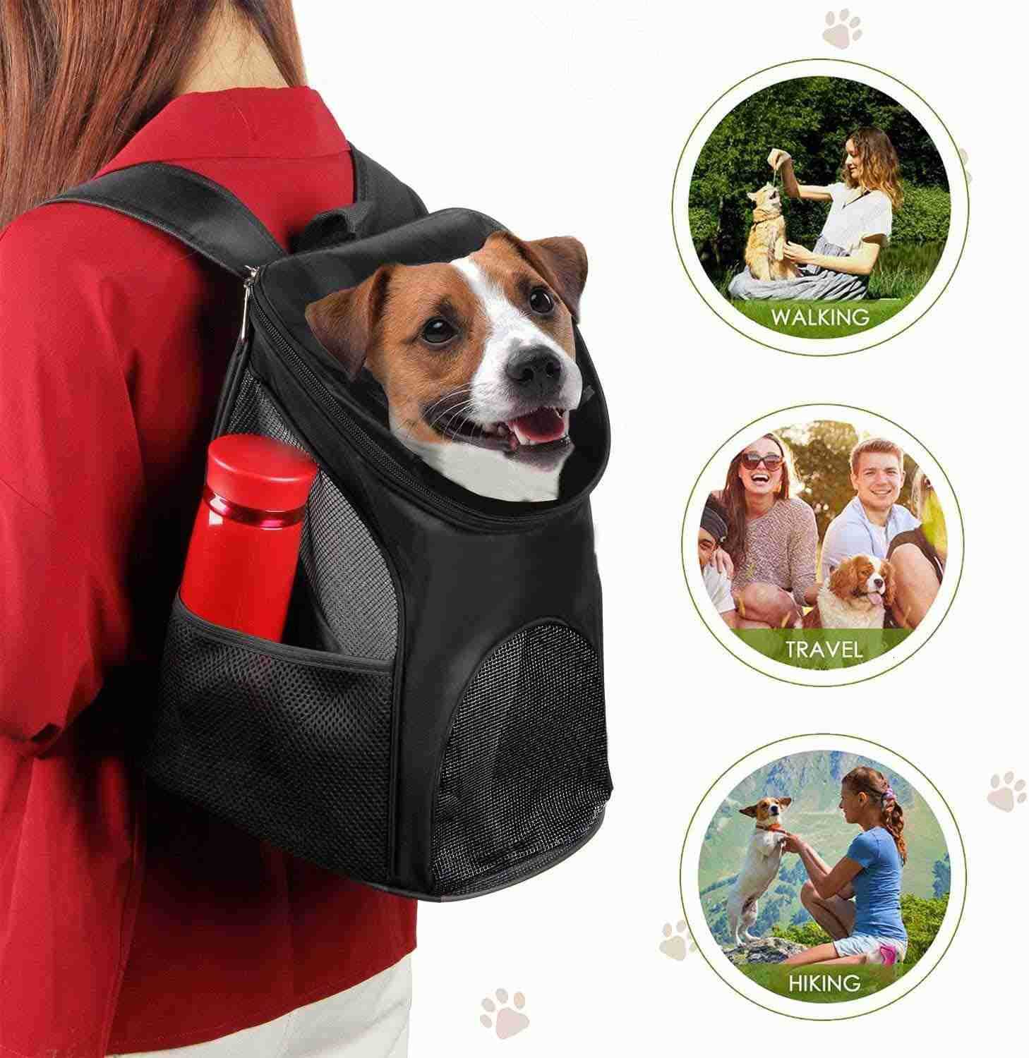 Dog Carrier Backpack Breathable for Small PetsCatsPuppies Pet Carrier Bag with Mesh Ventilation Safety Features and Cushion Back Support for Traveling