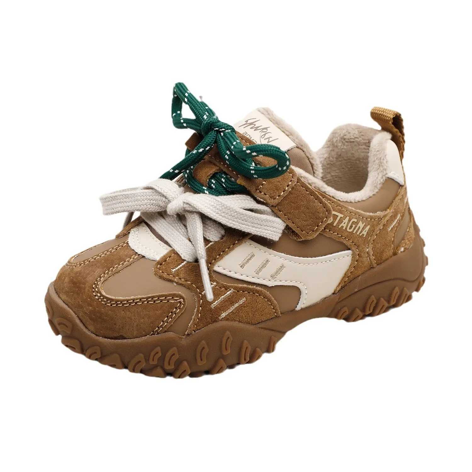 Winter Children Boys Girls New Casual Retro Double Lace Anti Slip Velvet Cotton Shoes Kids Toddler Genuine Leather Running Shoes Y250912