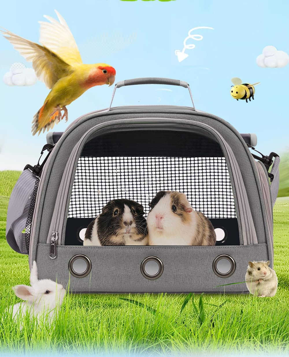 Pig Travel Carrier BagPortable Small Animal Carrier Pouch for Hamster Chinchilla Rabbit Bunny Gerbil Hedgehog Sugar Glider Hedgehog Outgoing Travel Ca