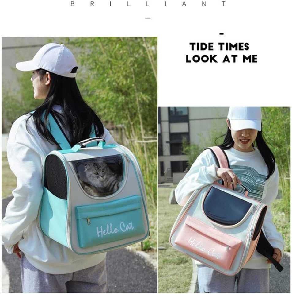 Pet Carrier Backpack Stylish Candy Color PVC Oxford Fabric Fits Cats and Dogs Under 15KG ThreeSided Mesh Design Ideal for Travel Hiking and AirlineApp