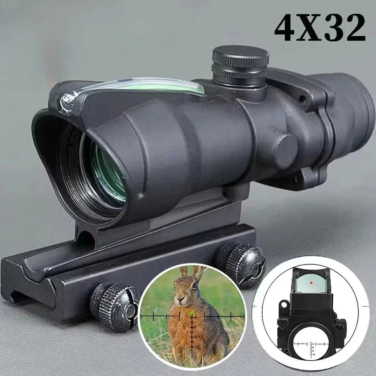 Scope ACO 1x32 4X32 Tactical Green Red Dot Sight With RM Real Fiber Optic Riflescope For Rifle Hunting 20mm Picatinny Rail C250912