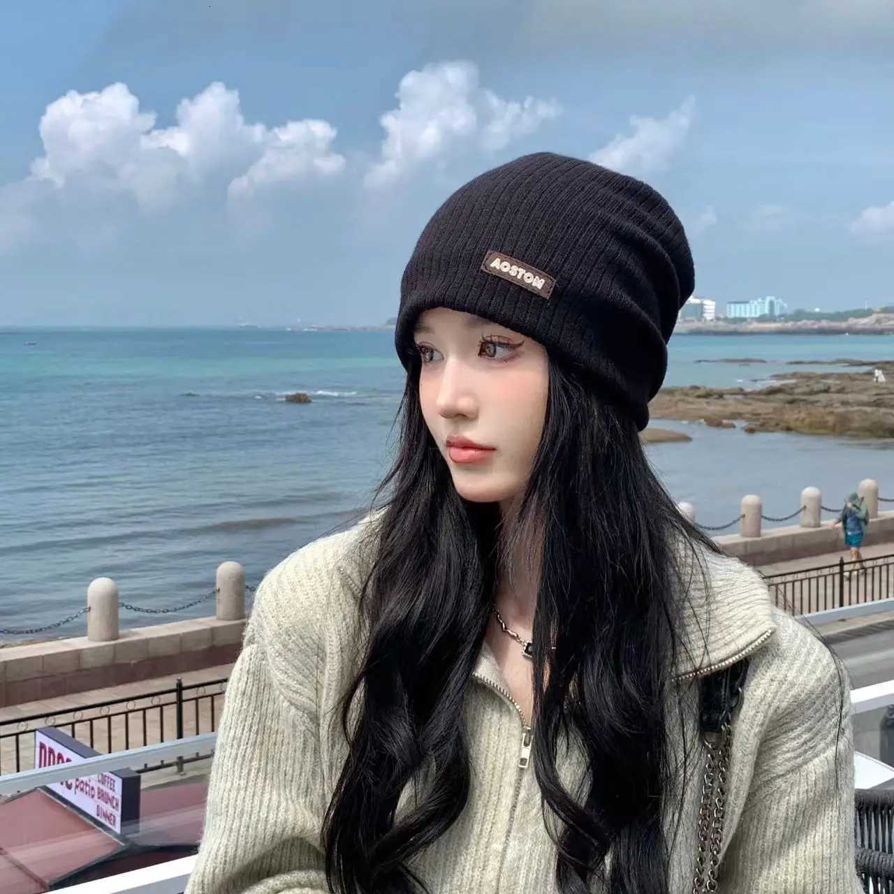 Wen Knitted Baggy Beanie Solid Color Autumn Winter Warm Hat Casual Ladies Girl Ear Protection Slouchy G250910