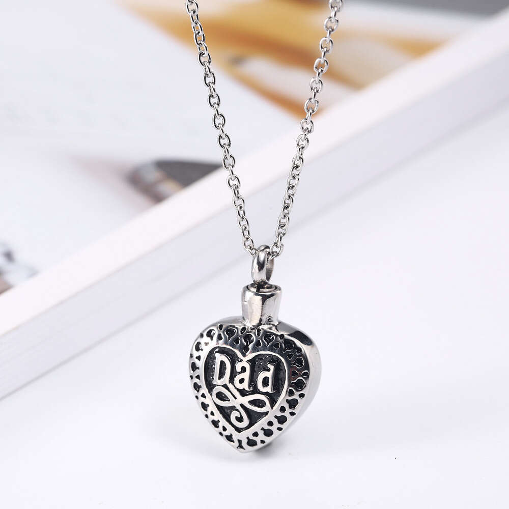 Stainless Heart-Shaped Openable Titanium Steel Pendant Commemorative Mom Son Loved One Urn Perfume Bottle Necklace