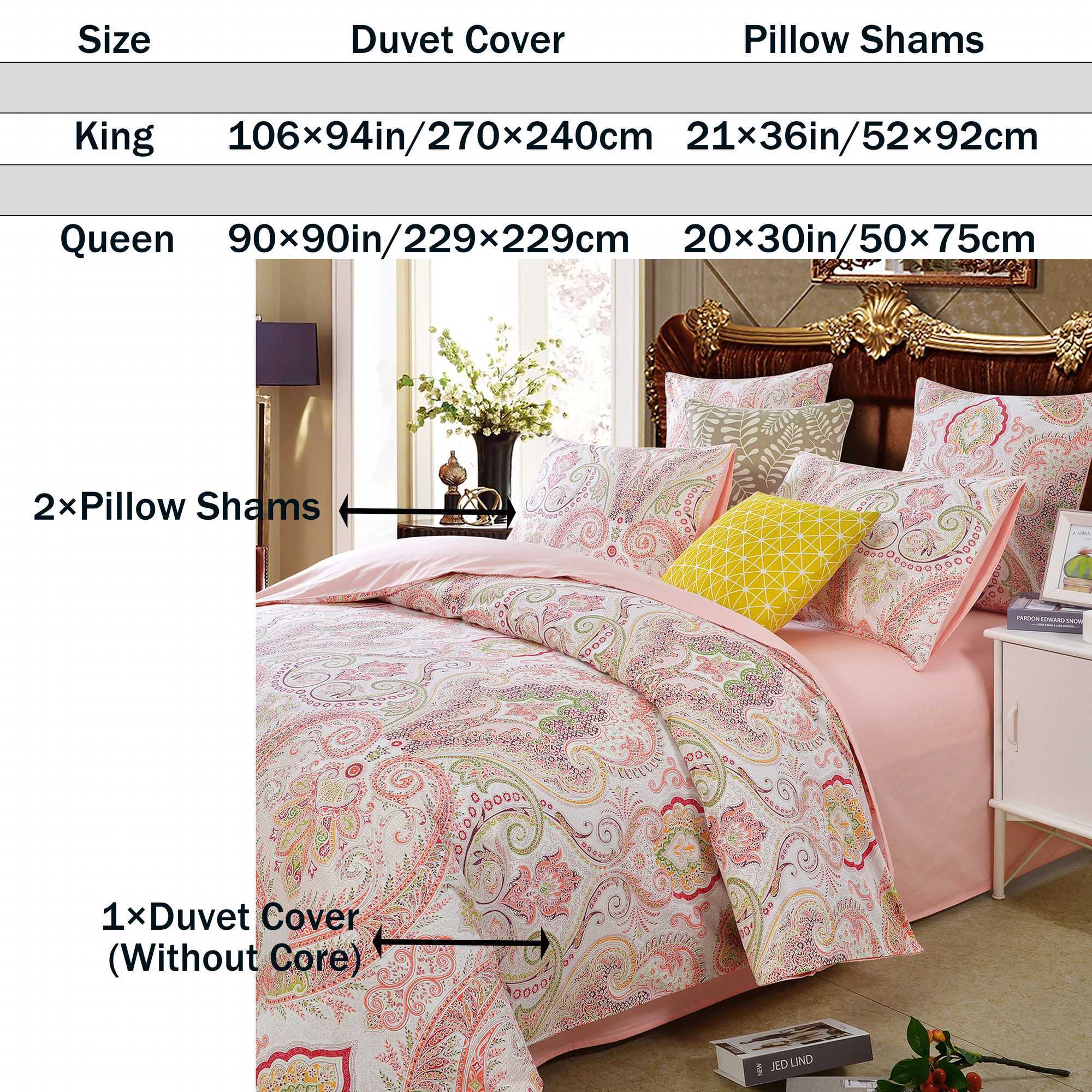 3pcs 600TC 100 Egyptian Cotton Duvet Cover Set Boho Pink Paisley Print Soft Breathable SkinFriendly No Inserts C250912
