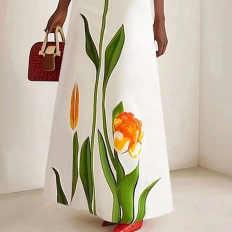 Gymystars Summer Evening Dresses Elegant Party Dresses Fashion Boat Neck Flower Print Holiday Dress Trend Clothes 250815