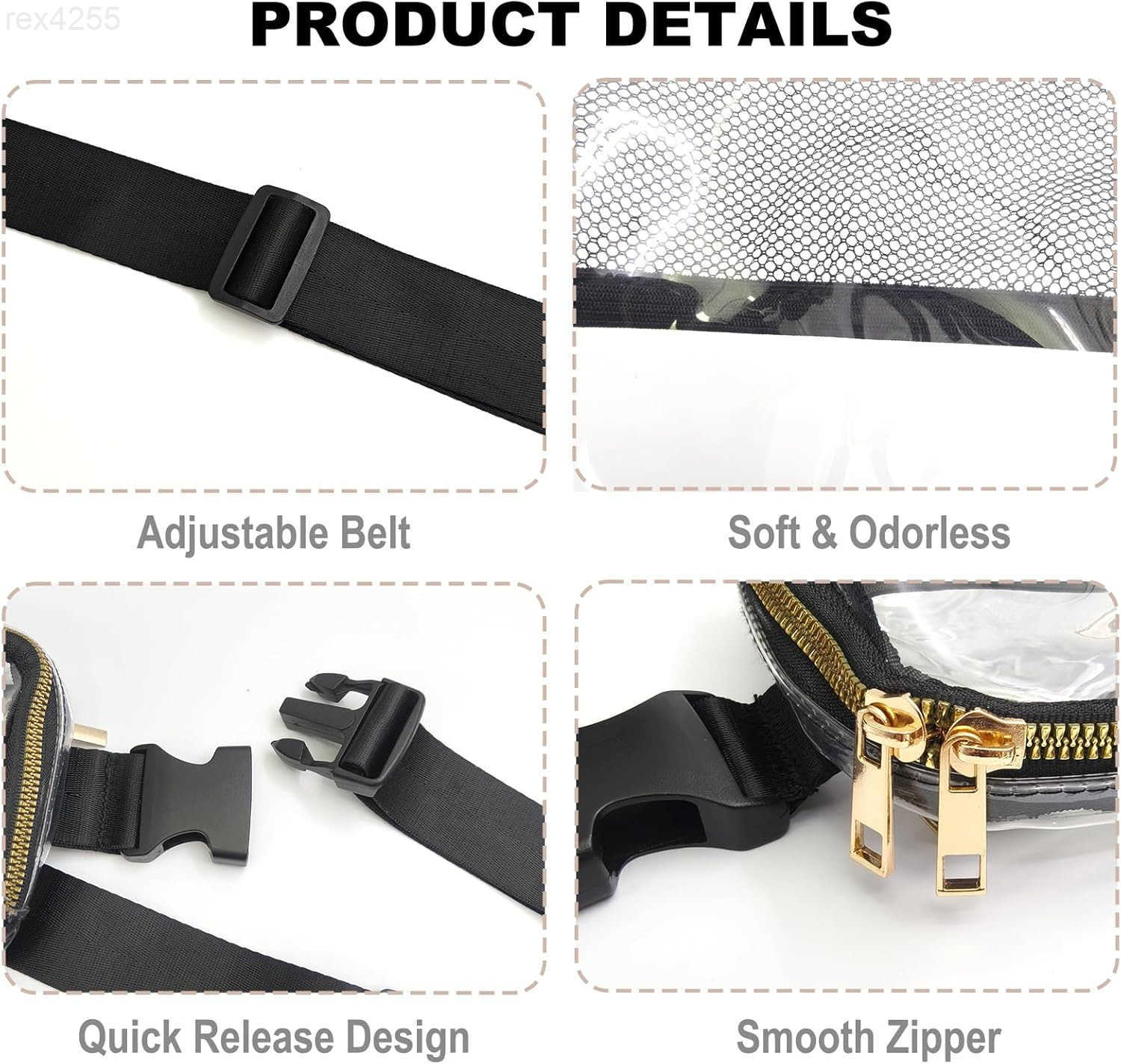 Clear Bag for Stadium Events Clear Fanny Pack for Women Stadium Crossbody Purse with Adjustable Strap TPU Waist Pack for Concerts Sports Travelling Hi