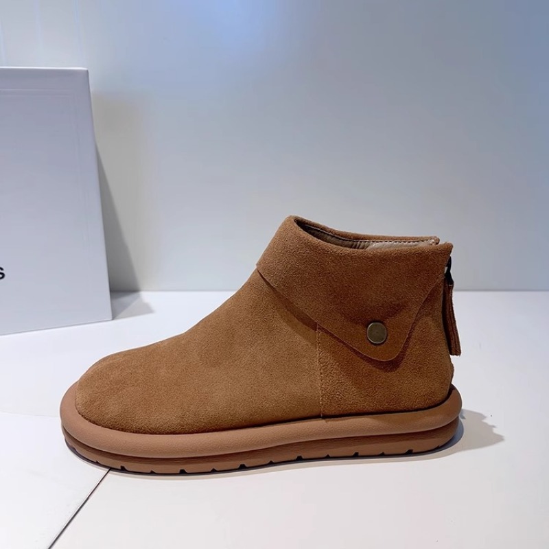 Designer shoes free shipping 2025 Winter New Versatile Boken Shoes with Velvet Warm Flat Casual Short Boots for Women