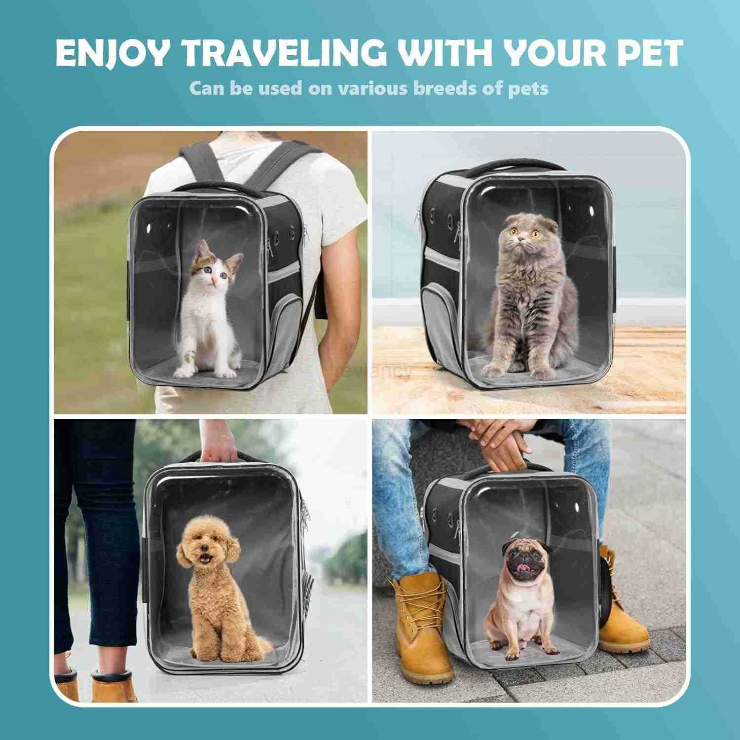 Clear Cat Backpack Carrier Dog and Cats Backpack Bubble Space Capsule Cat Bag Carrier Breathable and Suitable Panorama Pet Backpacks for BikingTraveli