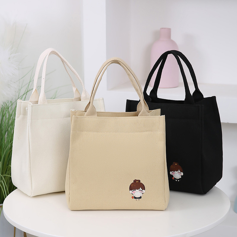 New Simple Free Shipping Canvas Bag Canvas Tote Designer Bag Bag With Lunch For Work Commute Luxury Bag Office Workers Mommy Lunch Box Bento Bag