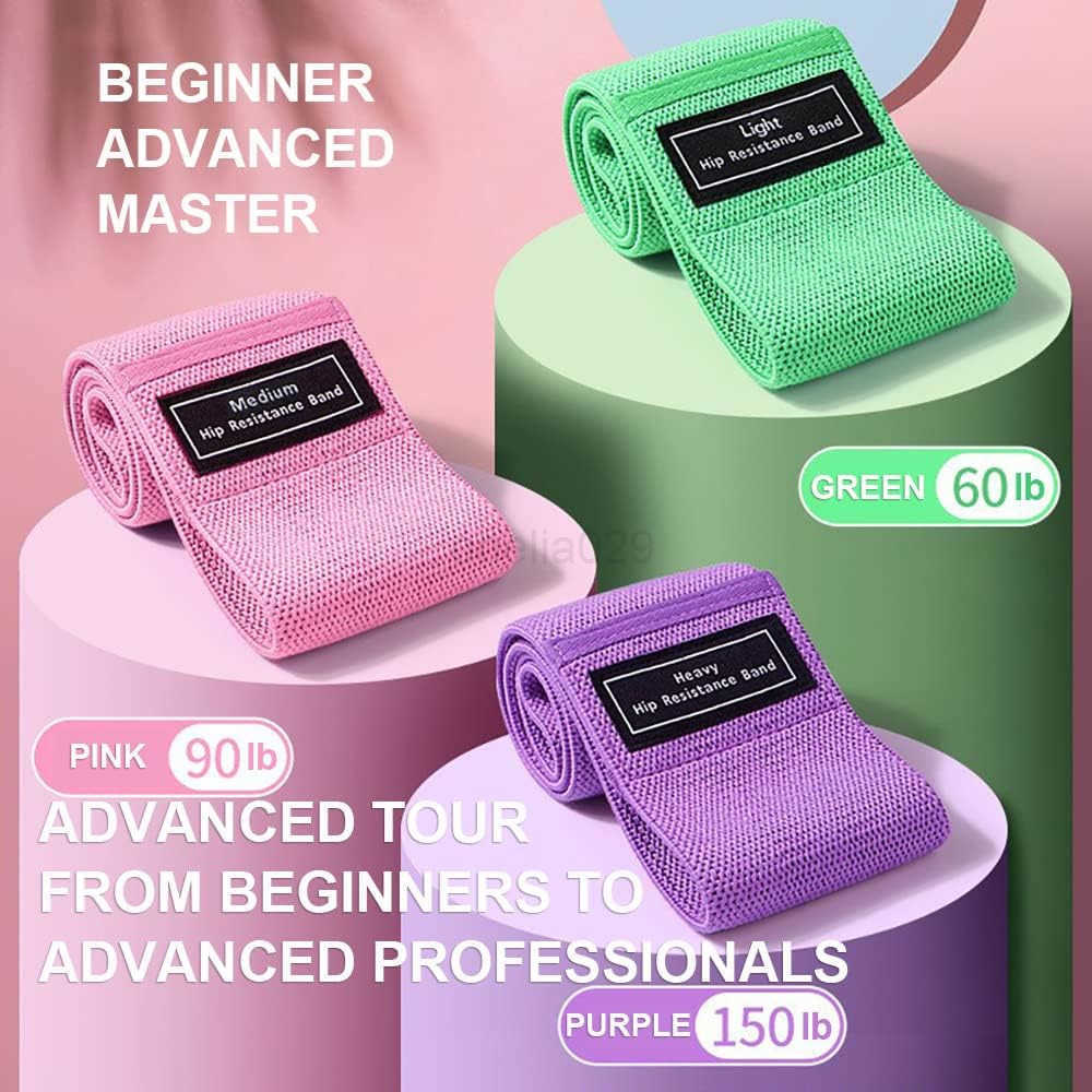 Hip Resistance Band for Fitness Sport Yoga Pilates Bands Working Out 3Level Elastic Booty Bands for Women Legs and Glutes Pack of 3 W250912