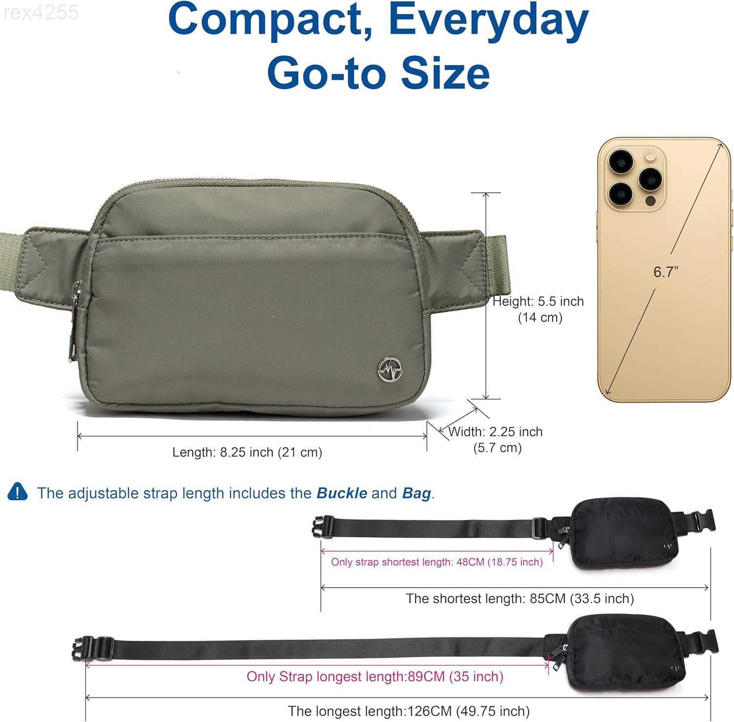 Pander Everywhere Belt Bag for Women 5 Zipper Pockets Nylon Crossbody Fanny Pack Purse BlackW250912