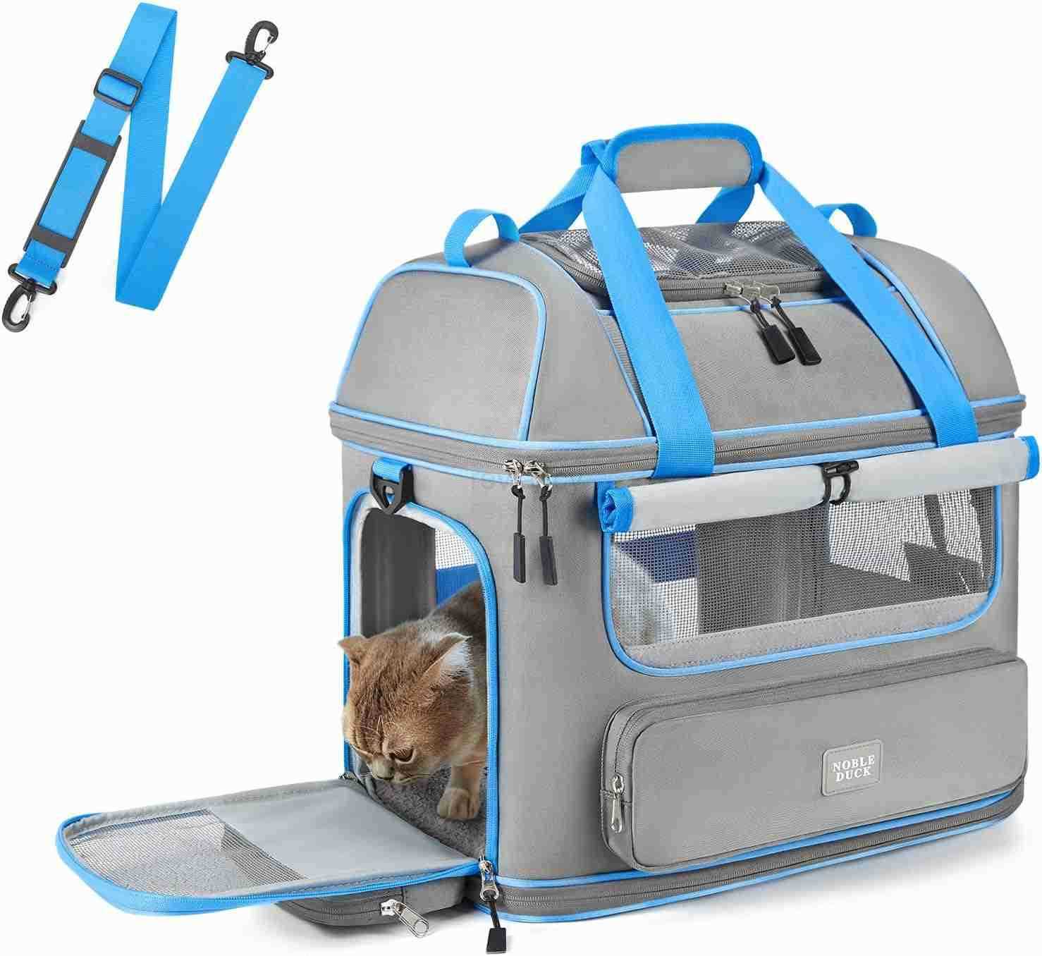 Expandable Cat Dog Carrier NOBLE DUCK SoftSided Pet Carrier Airline Approved Large Small Medium Collapsible Portable Travel Up to 25 Lbs BlackW250912