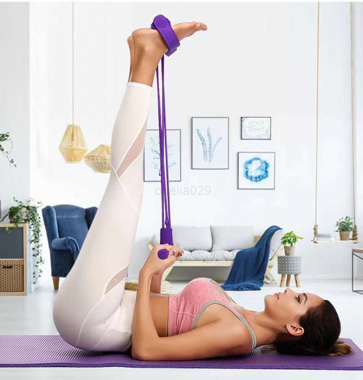 Pedal Tension Rope 21 Resistance Bands with Handles Multifunctional Puller Resistance Rope Fitness Equipment Sit Up Exercise Equipment Home Gym Tummy 