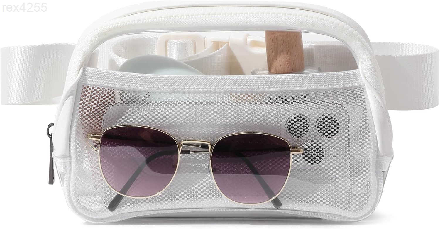 Clear Belt Bag Fanny Pack Stadium Approved Small Leather Transparent Waist Bag with Adjustable Strap for Concerts Sports Events Crossbody Purses for M