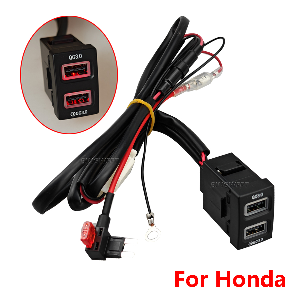 12V/24V Car Dual USB QC3.0 Fast Charger Car Phone Charger Interface Power Adapter Suitable For New Honda